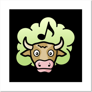 Cow Methane Cartoon Posters and Art